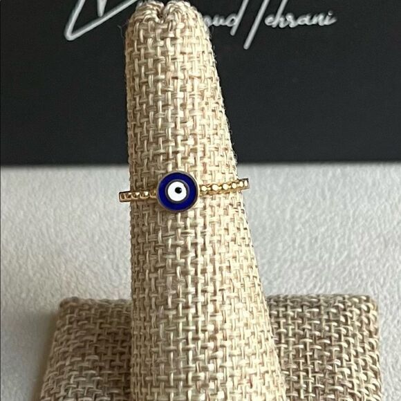 14k real gold evil eye beaded ring size 7 trendy stackable ring perfect gift - Picture 3 of 10